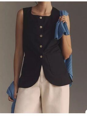 NWOT Maeve Black Sleeveless Button Front Vest from Anthropologie